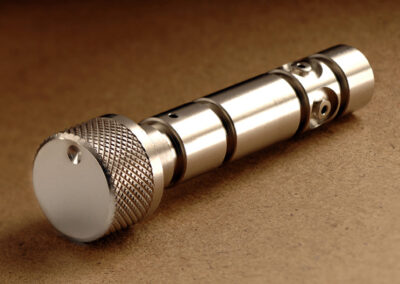 Close up of a metal component produced by machining