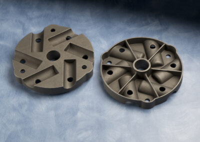 Metal casting in a gray finish